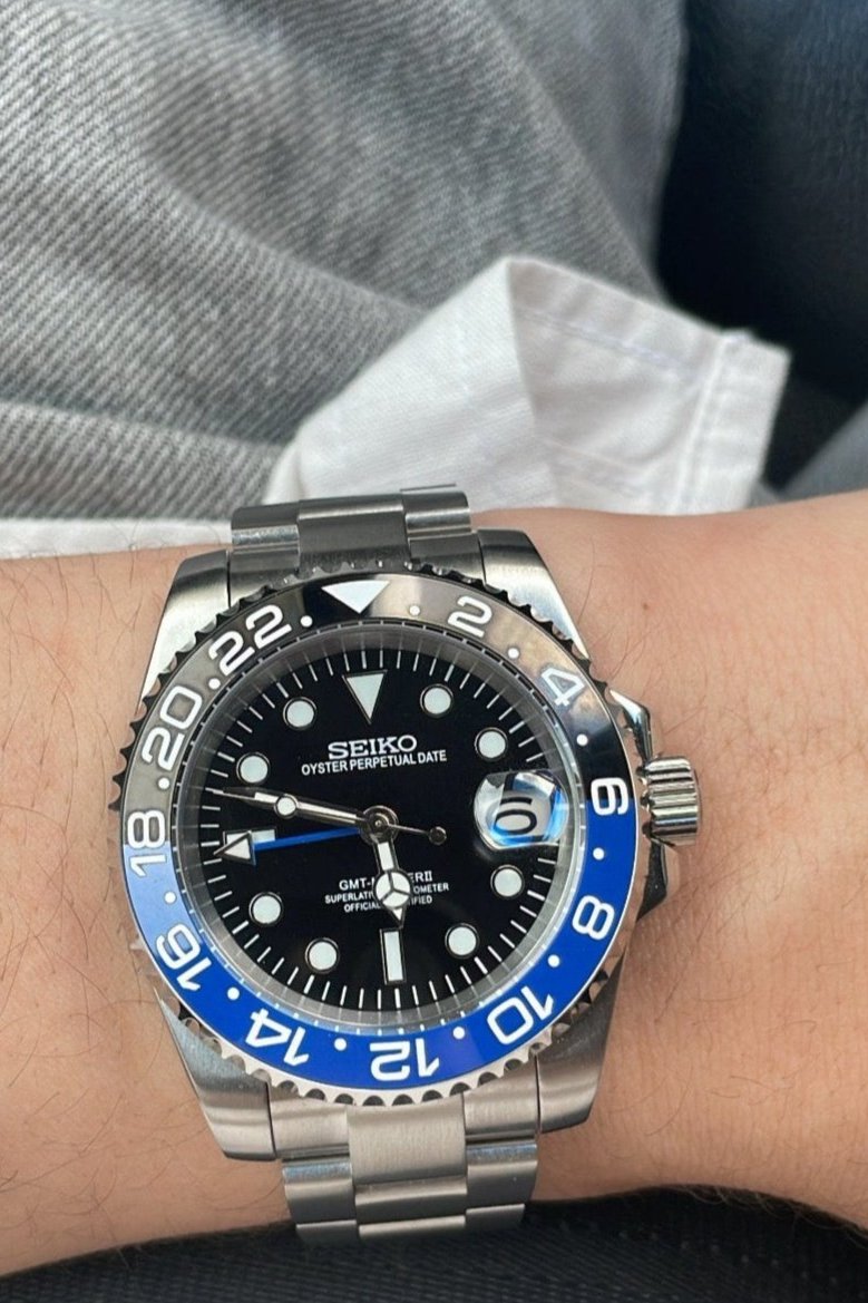 GMT BATMAN CUSTOM SEIKO NH34 AUTOMATIC WATCH